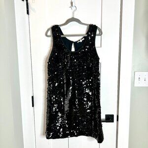 Emerson Fy Tuckernuck Black Sequin Edie Shift Scoop Dress Festive NYE Party Sz L